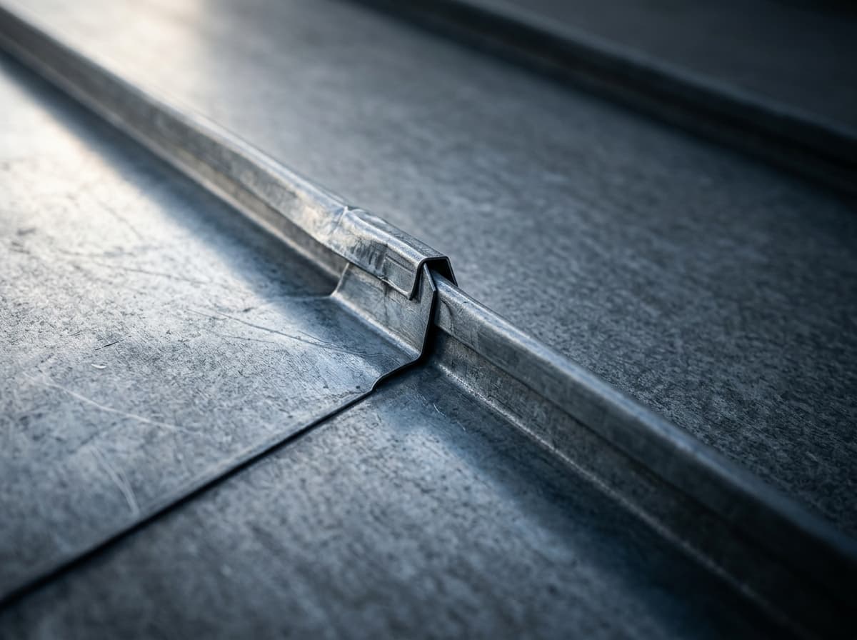 Détail d’un pli de zinc titane en tige debout